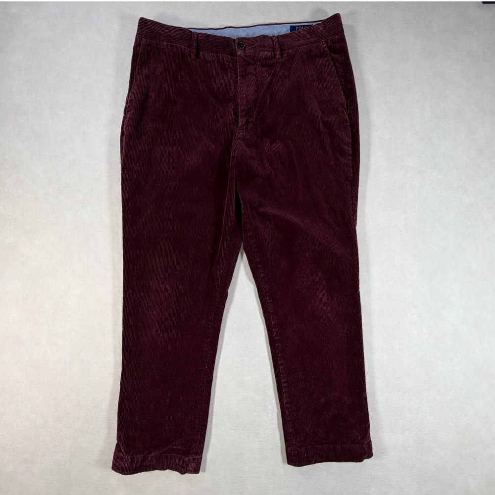 Polo Ralph Lauren Mens 35x30 Burgundy Corduroy Stretch Classic Fit Pants Maroon